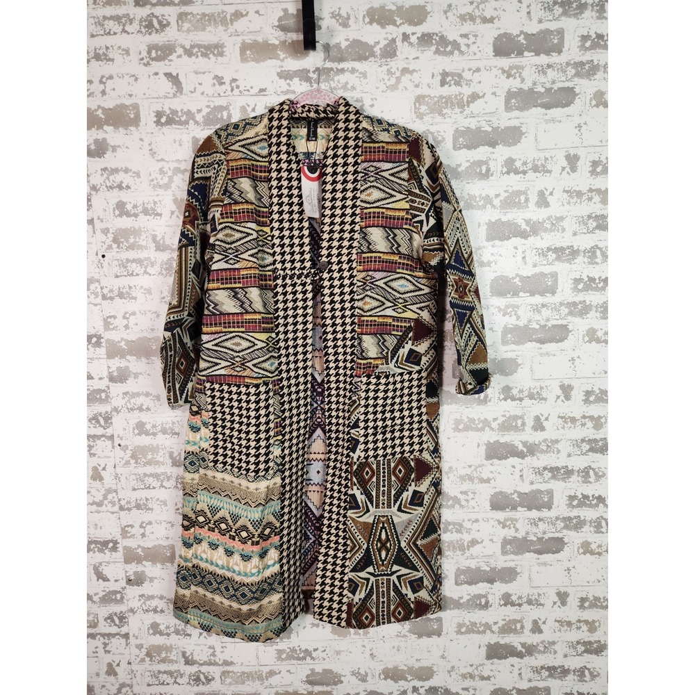 Sacred Threads Tapestry Coat Medium Boho Aztec Funky Artsy Festival